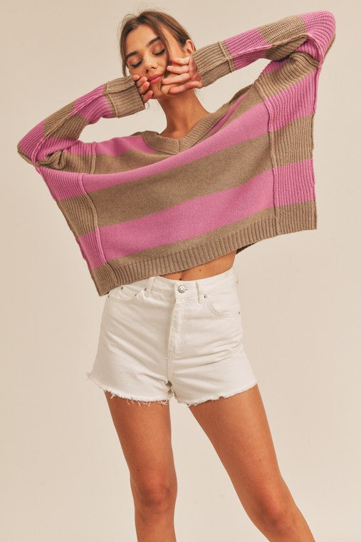 Belinda Striped V-Neck Sweater