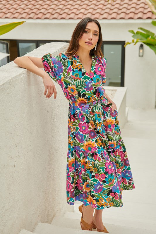 Santa Elena Wynette Tiered Midi Dress