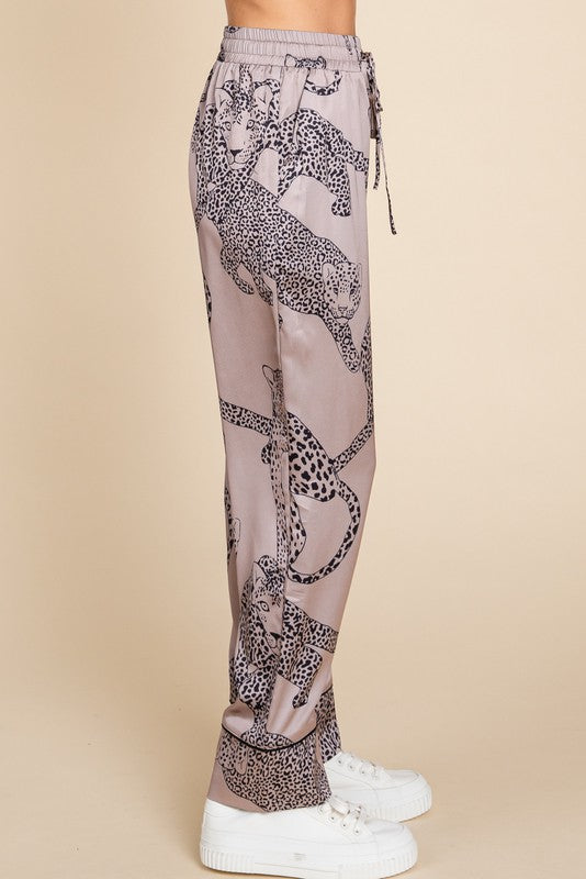 Lucia Satin Cheetah Print Pajama Set
