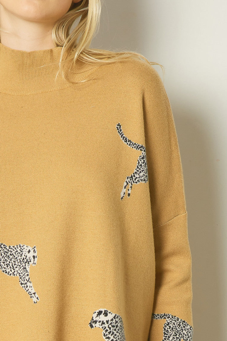 Cheetah Print Knit Sweater
