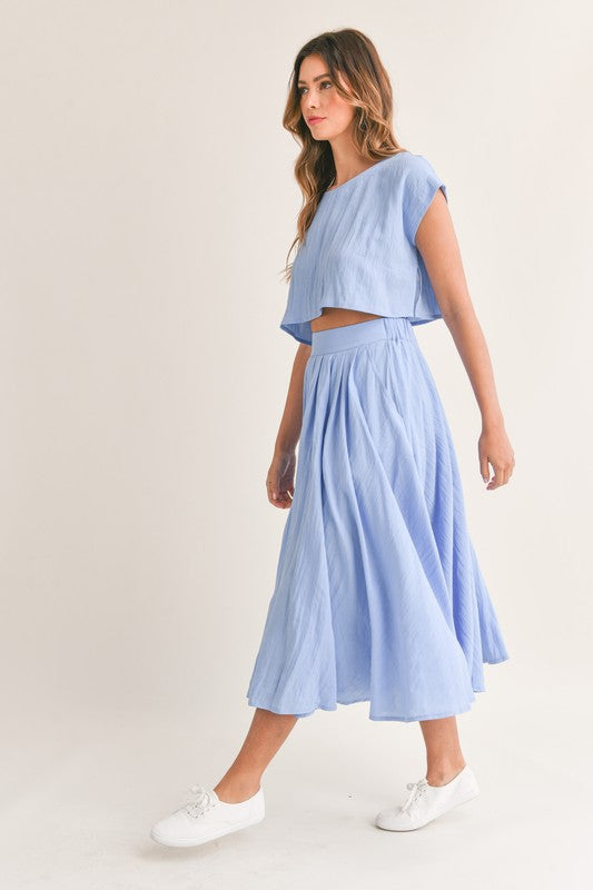 Birdie Crop Top & Midi Flare Skirt Set