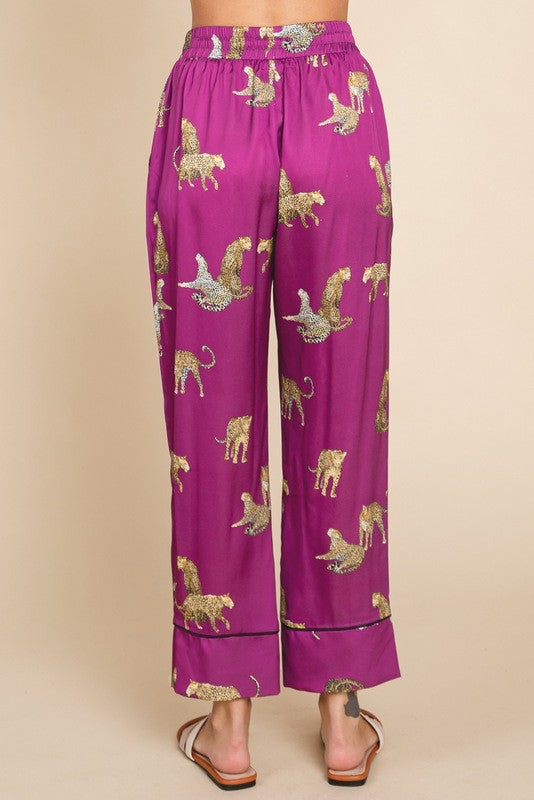 Lucia Satin Cheetah Print Pajama Set