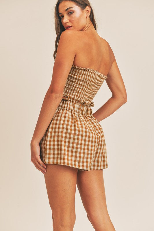 Cecilia Gingham Plaid Tube Top & Shorts Set