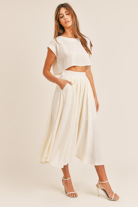 Birdie Crop Top & Midi Flare Skirt Set