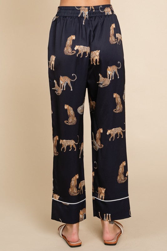 Lucia Satin Cheetah Print Pajama Set