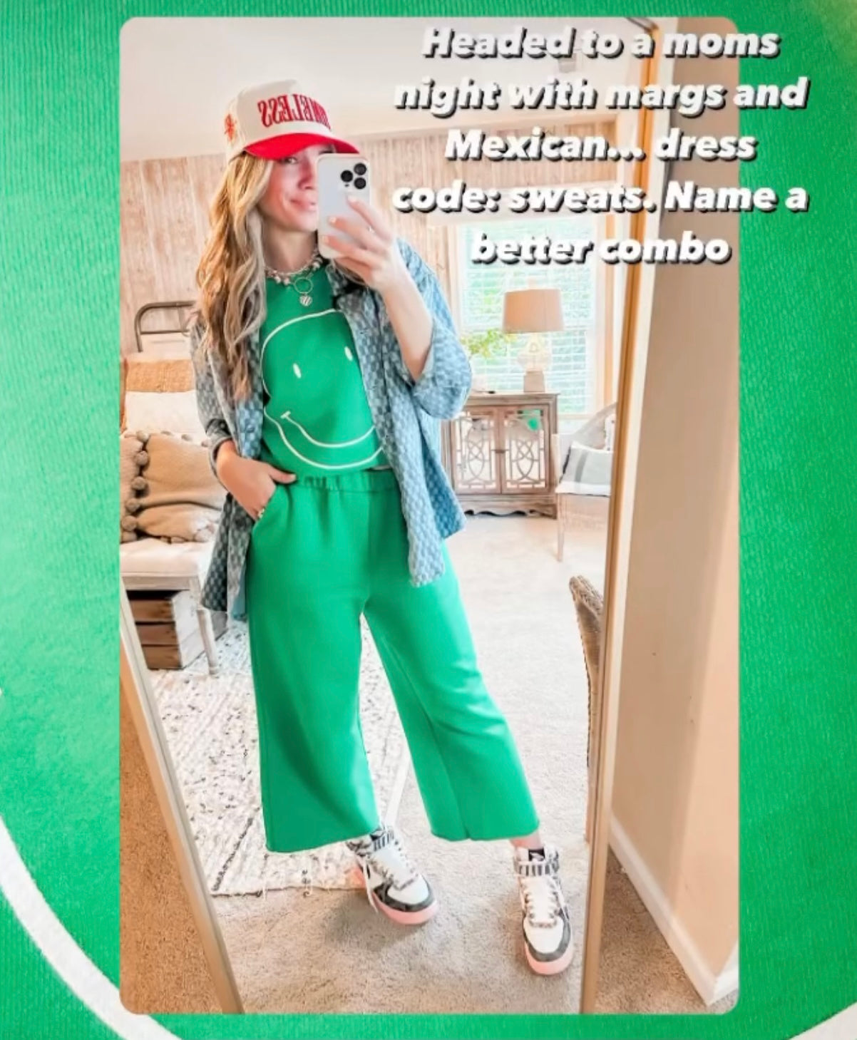 Smiley Face Drop Shoulder Sweatshirt & Sweatpants Set