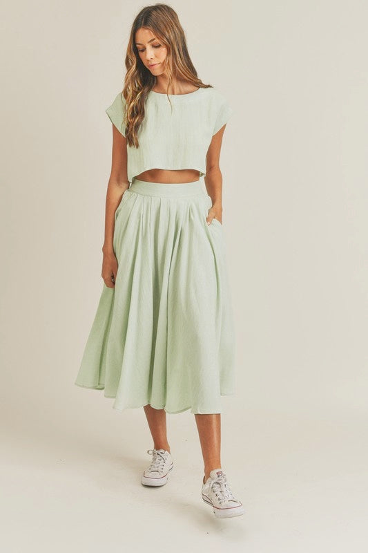 Birdie Crop Top & Midi Flare Skirt Set