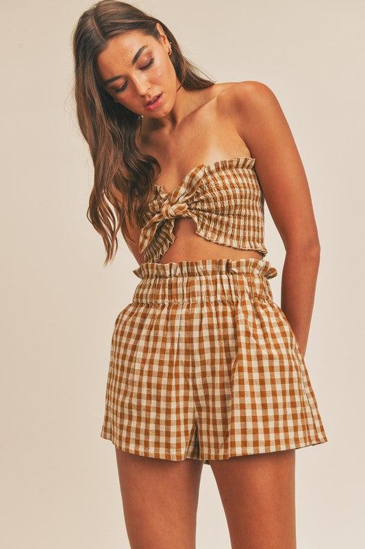 Cecilia Gingham Plaid Tube Top & Shorts Set