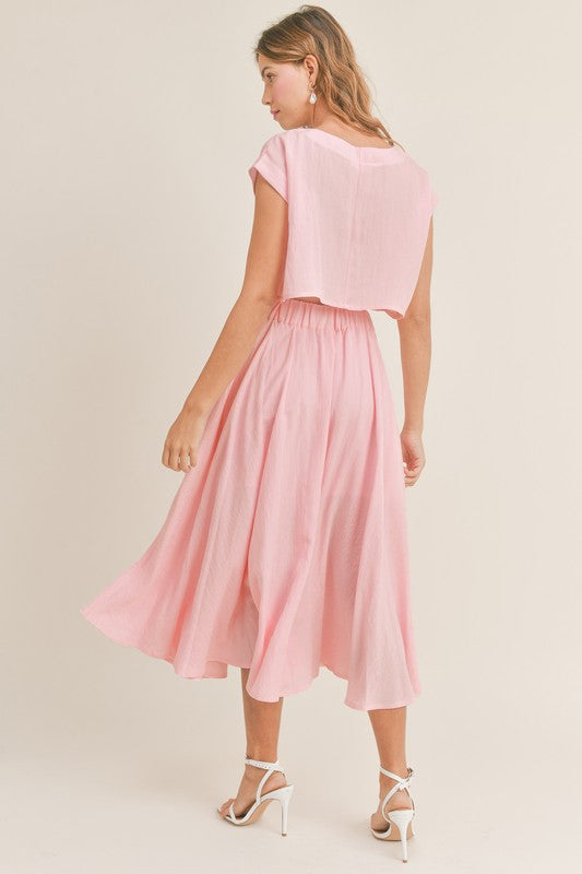 Birdie Crop Top & Midi Flare Skirt Set